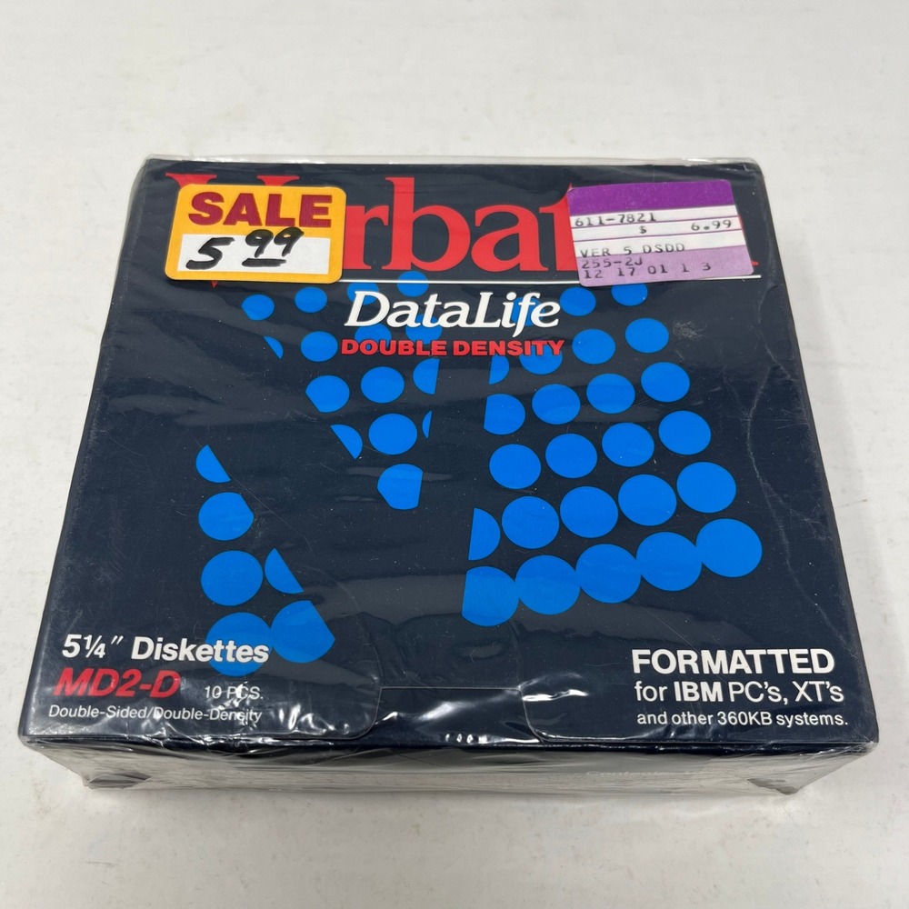 Verbatim DataLife 5.25 Floppy Diskettes MD2-D Double Density IBM Format 10 Pack